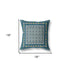 20" X 20" Blue And Beige Floral Blown Seam Suede Throw Pillow