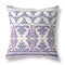 20" X 20" White And Purple Stencil Blown Seam Suede Throw Pillow