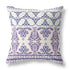 20" X 20" White And Purple Stencil Blown Seam Suede Throw Pillow