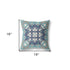 20" X 20" Gray And Blue Floral Blown Seam Suede Throw Pillow