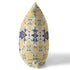 20" X 20" Yellow And Blue Floral Blown Seam Suede Throw Pillow