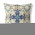 20" X 20" Cream And Blue Floral Blown Seam Suede Throw Pillow