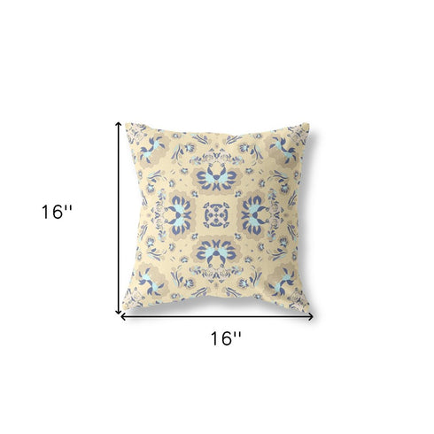 20" X 20" Yellow Blown Seam Suede Geometric Throw Pillow