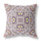 20" X 20" Muted Purple And Yellow Floral Blown Seam Suede Throw Pillow