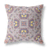 20" X 20" Muted Purple And Yellow Floral Blown Seam Suede Throw Pillow