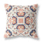 20" X 20" Off White And Blue Floral Blown Seam Suede Throw Pillow