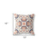 20" X 20" Off White And Blue Floral Blown Seam Suede Throw Pillow