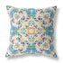 20" X 20" Off White And Blue Abstract Blown Seam Suede Throw Pillow