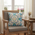 20" X 20" Off White And Blue Abstract Blown Seam Suede Throw Pillow