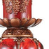 20" Bronze Brown And Red Floral Polyresin Tabletop Pillar Candle Holder With Candle
