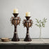 Set Of Two Bronze Tabletop Urn Shape Pillar Candle Holders