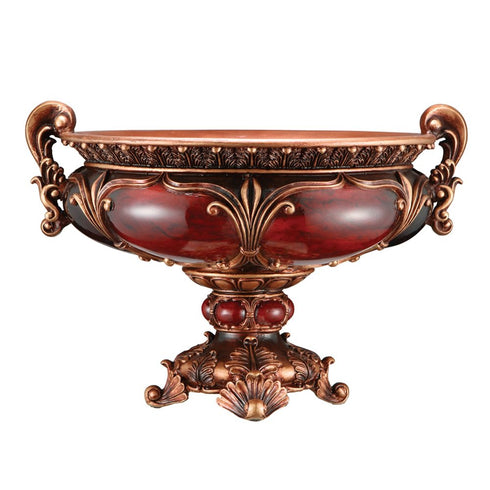 10" Brown And Gold Polyresin Decorative Bowl