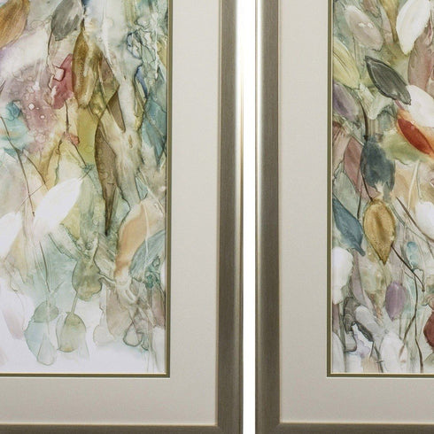 Set of Two Blue Leaves Framed Art
