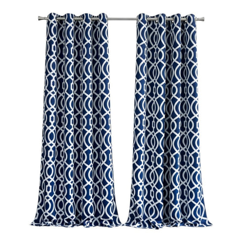 84" Navy Blue Trellis Black Out Window Curtain Panel