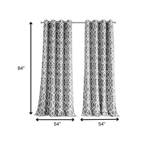 84" Gray Trellis Black Out Window Curtain Panel