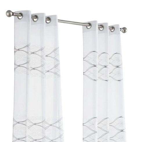 Set of Two 84" White Wave Embroidered Window Panels