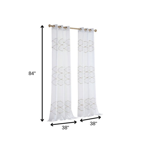 Set of Two 84" Gold Wave Embroidered Window Panels