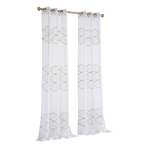 Set of Two 84" Gold Wave Embroidered Window Panels