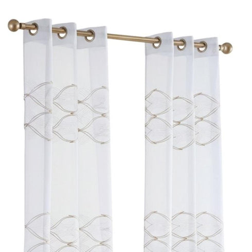 Set of Two 84" Gold Wave Embroidered Window Panels