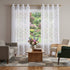 Set of Two 96" Gold and White SemiSheer Curtains