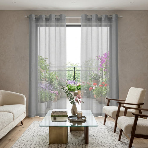 Set of Two 84" Silver Solid Modern Window Panels