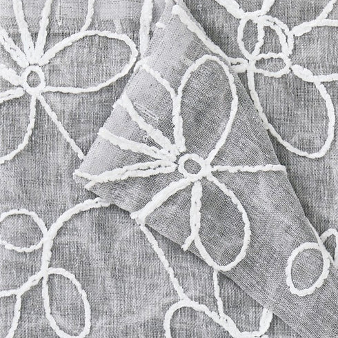 Set of Two 96" Silver Floral Embroidered Window Panels