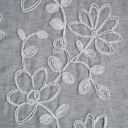 Set of Two 96" Silver Floral Embroidered Window Panels