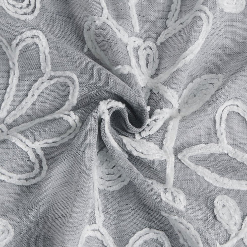 Set of Two 96" Silver Floral Embroidered Window Panels