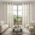 Set of Two 96" Tan Floral Embroidered Window Panels