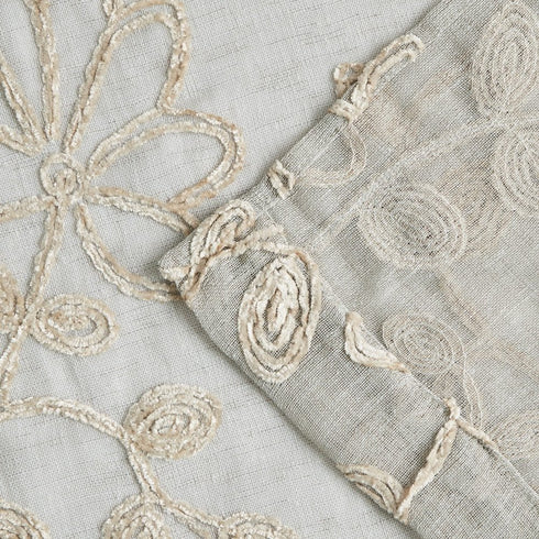 Set of Two 96" Tan Floral Embroidered Window Panels