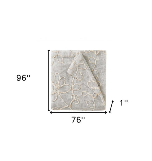 Set of Two 96" Tan Floral Embroidered Window Panels