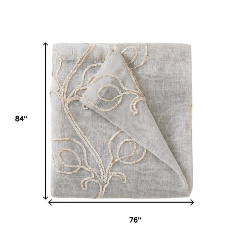 Set of Two 84" Beige Boho Embroidered Window Panels