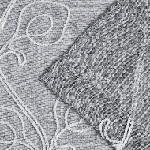 Set of Two 96" Silver Boho Embroidered Window Panels