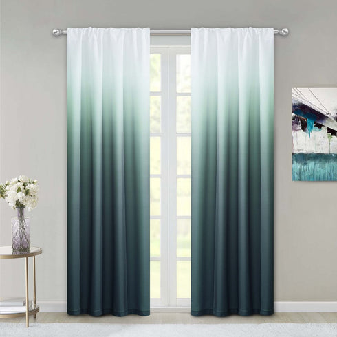 Set of Two 84" Blue Ombre Shades Window Panels