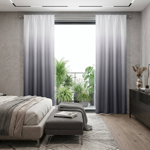 Set of Two 84" Black Ombre Shades Window Panels