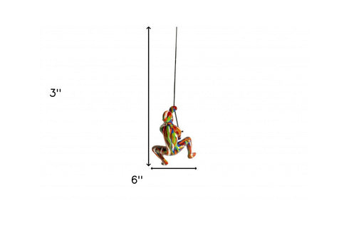 6" X 3" Rainbow Resin Climbing Man Hanging Dimensional Sculpture With Hooks