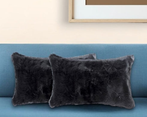 Set of Two 12" X 20" Black Throw Pillows