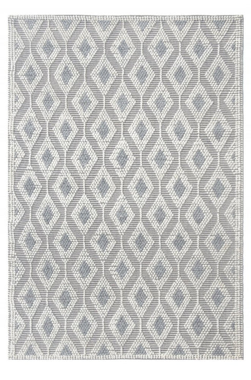 8' X 11' Gray and Ivory Geometric Handmade Area Rug