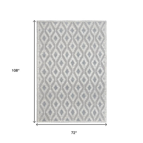 8' X 11' Gray and Ivory Geometric Handmade Area Rug
