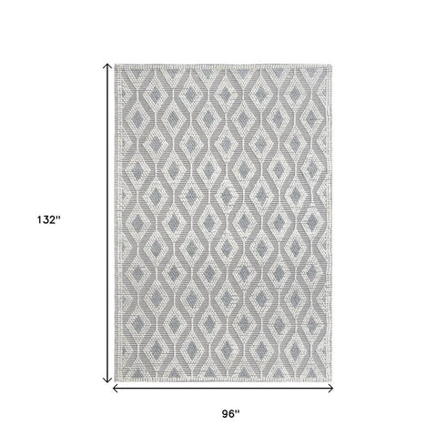 8' X 11' Gray and Ivory Geometric Handmade Area Rug