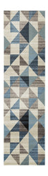 8' X 11' Beige Blue And Gray Geometric Area Rug