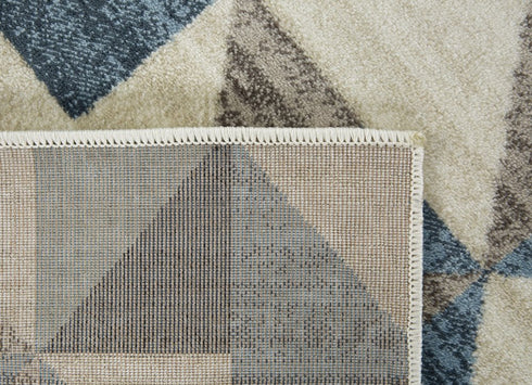 8' X 11' Beige Blue And Gray Geometric Area Rug