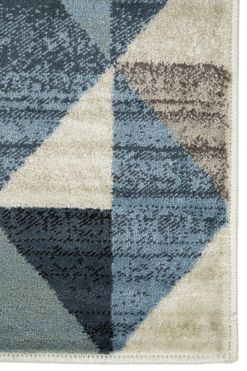 8' X 11' Beige Blue And Gray Geometric Area Rug