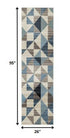 8' X 11' Beige Blue And Gray Geometric Area Rug
