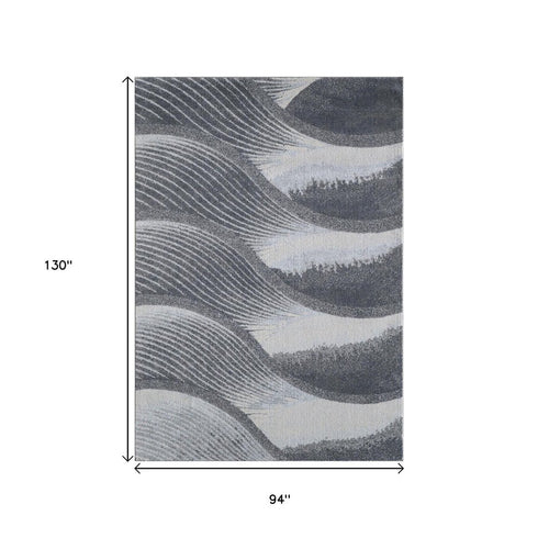 8' X 11' Blue and Gray Abstract Area Rug