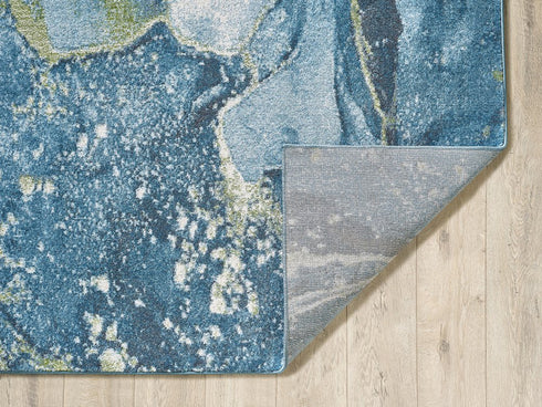 5' X 8' Teal Blue Green And Ivory Abstract Area Rug