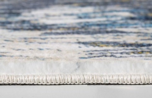 8' X 10' Blue and Gold Abstract Area Rug