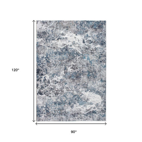 8' X 10' Blue and Gray Abstract Area Rug