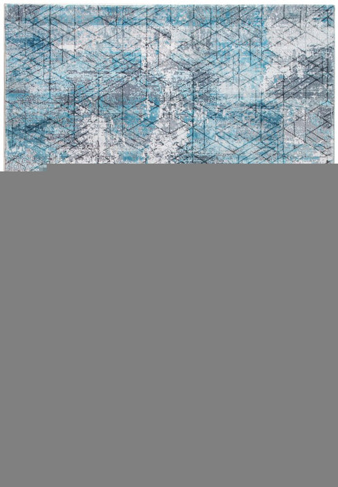 8' X 10' Blue Gray Abstract Cuboid Modern Area Rug