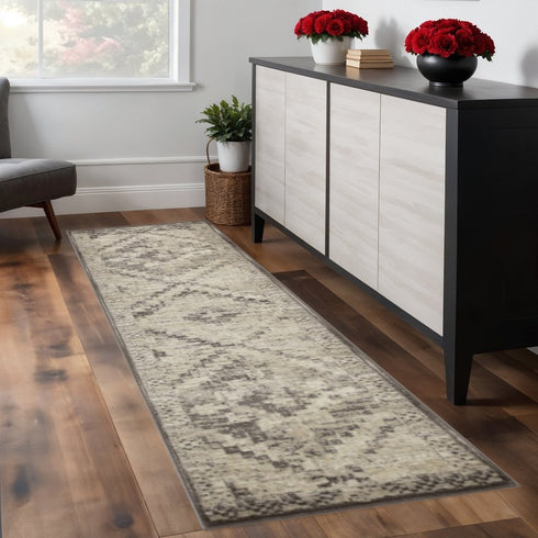 8' X 11' Gray And Brown Abstract Area Rug